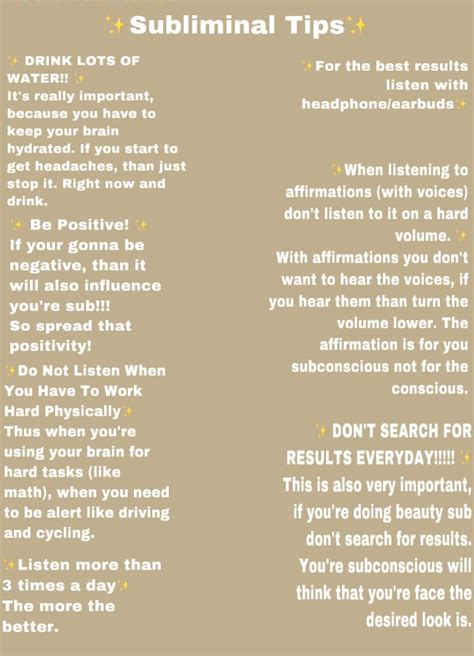 tips for subliminal listeners.